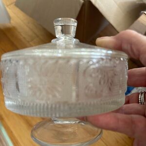 Antique Elegant Glass Pedestal Candy Dish